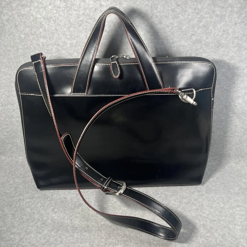 Laptop Briefcase Bag Faux Leather Large‎ Crossbody Strap Organizer Career Travel